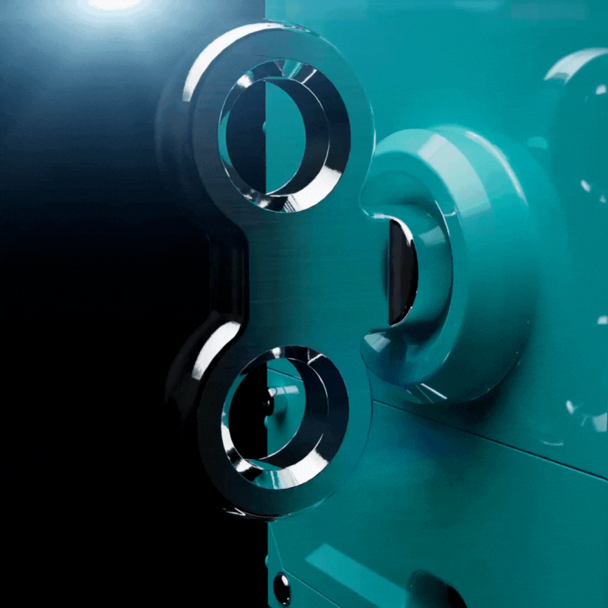 A gif showing the back of the Retro-Bot watch winder. There is a silver winding ke attached and it is rotating slowly